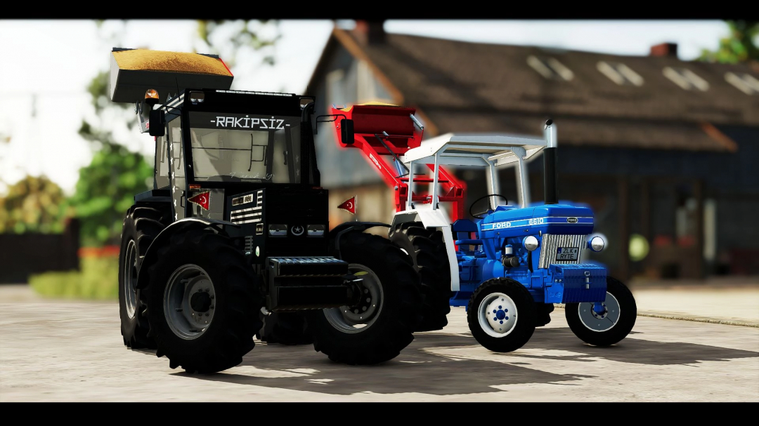Farming Simulator 25 mods: Tümosan 8095 tractor mod with black and red design, detailed and suitable for FS25 farming gameplay.