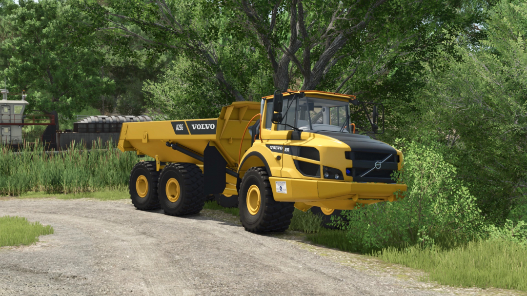 Farming Simulator 25 mod featuring the Volvo A25G wheel loader in vibrant yellow, ideal for farming tasks in FS25 mods.