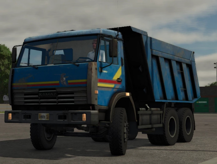 fs25-mods, Farming Simulator 25 mod: KamAZ 65115 Blue v1.0.0.0 truck, detailed in-game screenshot of the blue KamAZ truck mod.