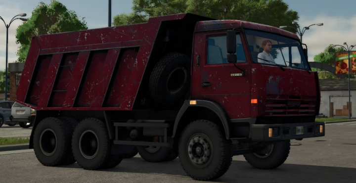 fs25-mods,  Farming Simulator 25 mod: KamAZ 65115 Red v1.0.0.0 truck with a weathered look, part of FS25 mods collection.