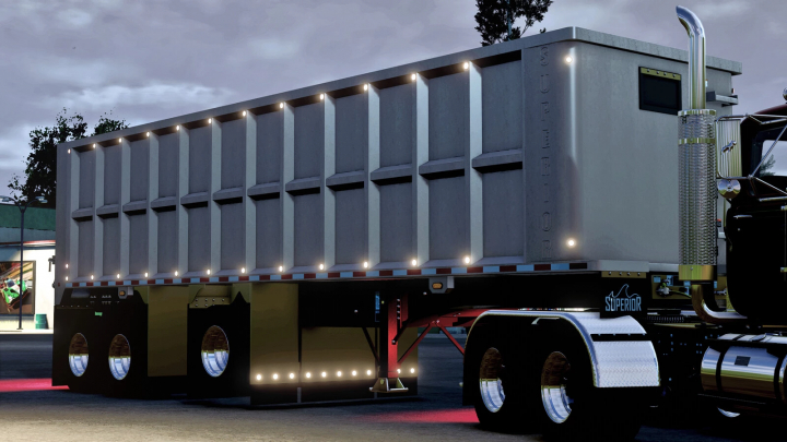 fs25-mods,  Farming Simulator 25 mods: Lizard Superior End Dump Trailer Pack v1.0.0.0, a realistic gray trailer with LED lights for Farming Simulator 25.