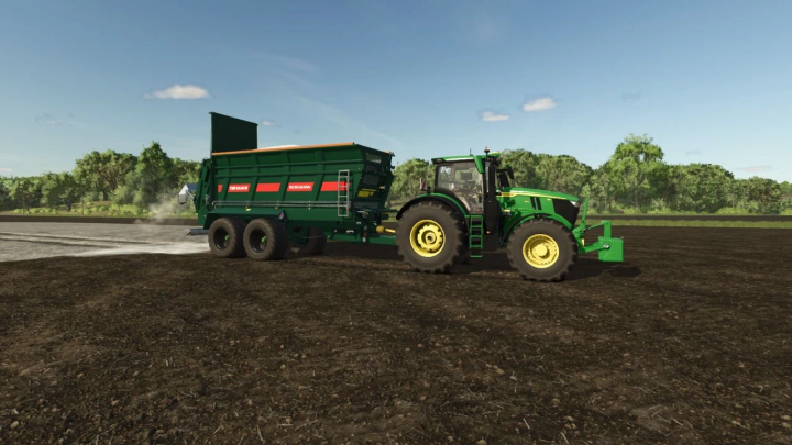 fs25-mods, Farming Simulator 25 mod: tractor with manure spreader pack v1.0.0.0 on a farm field.