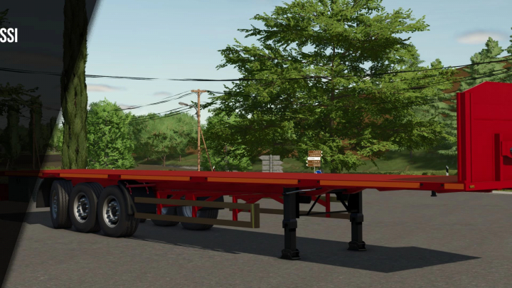 fs25-mods, Farming Simulator 25 mod: Red semi trailer with 3 axles parked outdoors in a green area.