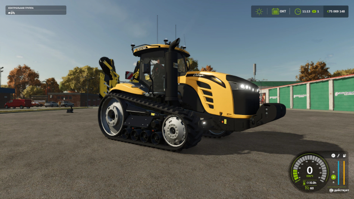 fs25-mods, Farming Simulator 25 mod: Challenger MT 845 tracked tractor with yellow and black design, detailed interior, and realistic environment.