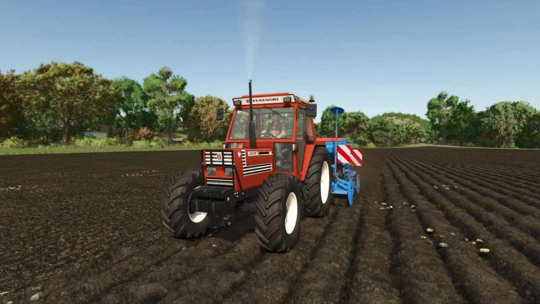 Farming Simulator 25 mod featuring a Fiatagri 90 Series tractor working in a field.