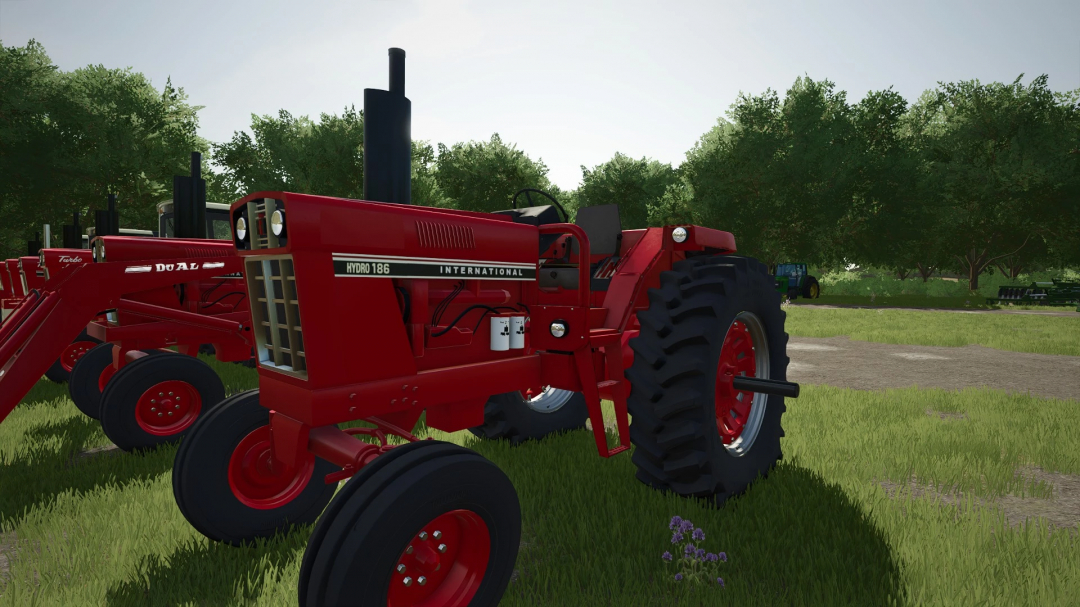 Farming Simulator 25 mod: International 86 Series Overhauled v1.0.0.0 tractor with red body, large tires, detailed design, suitable for FS25 gameplay.