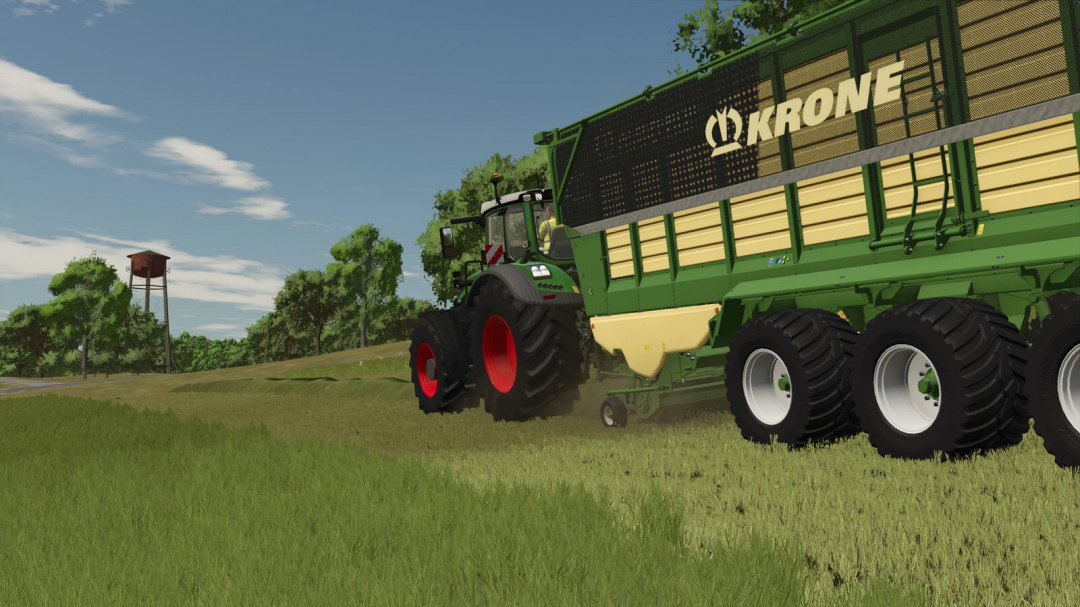 Farming Simulator 25 mod: Krone ZX 560 GD forage harvester working in a field.