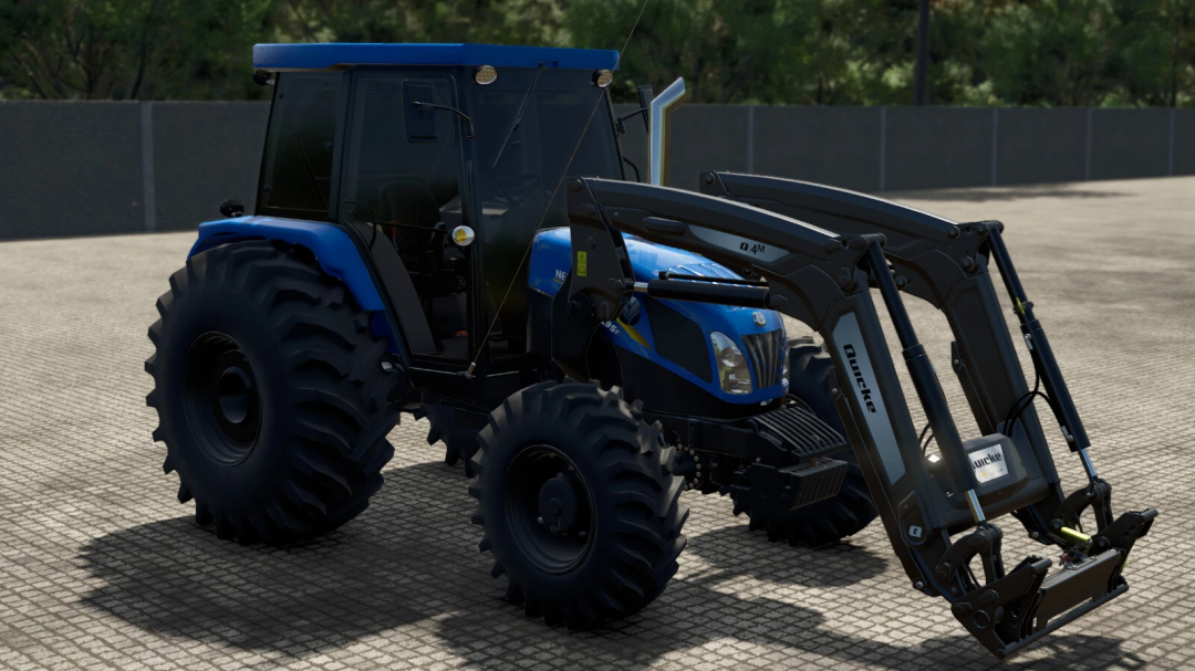 Farming Simulator 25 mod: New Holland TL Exitus Series 2014 tractor with front loader attachment.