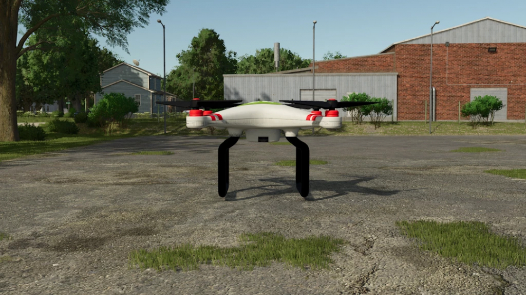 Farming Simulator 25 mod featuring the Pallet Drone v1.0.0.0, a drone designed for transporting pallets in the game.