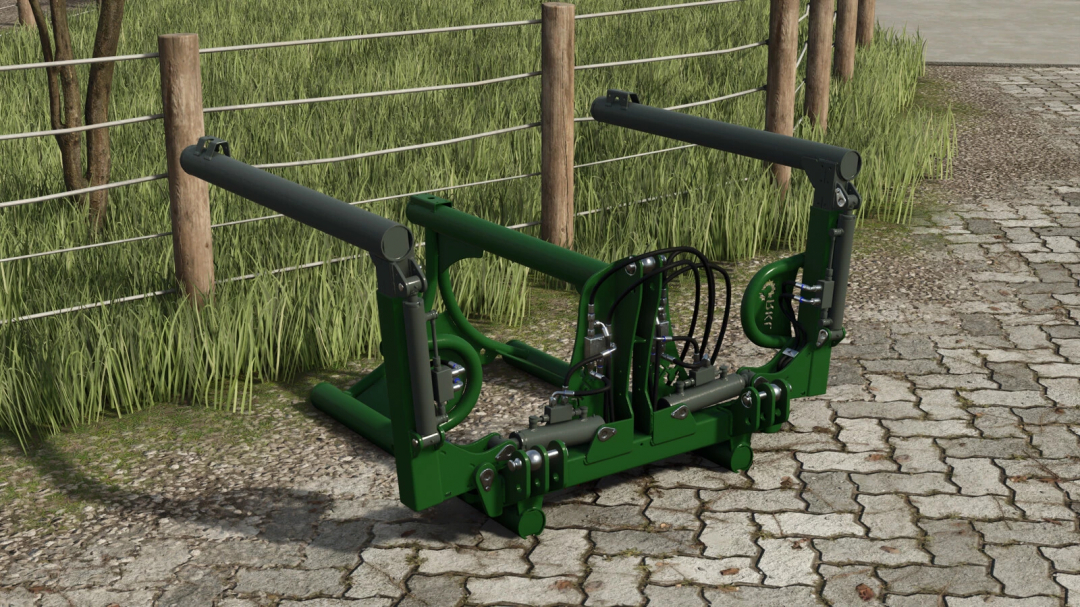 FS25 mods: RKL BGD-S Premerer agricultural equipment on a cobblestone path in Farming Simulator 25.