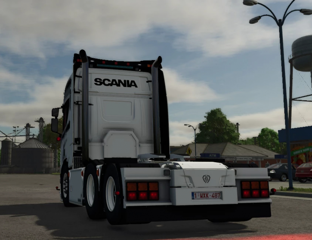 Scania R650 truck mod for Farming Simulator 25, showing rear view with detailed design, ideal for FS25 mods enthusiasts.