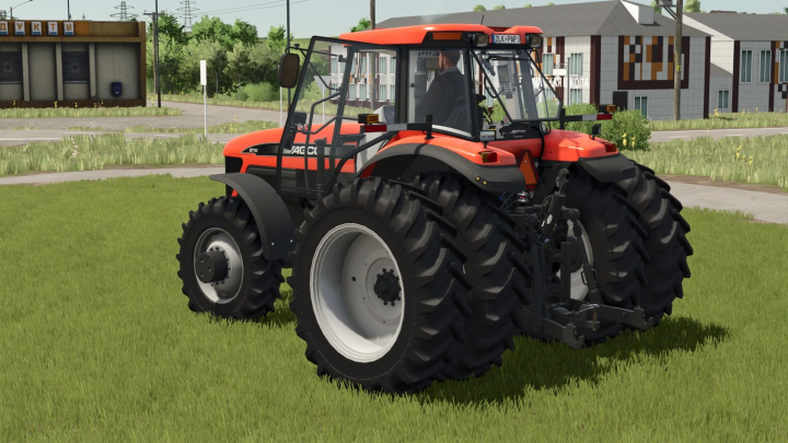 fs25-mods, AGCO Large Frames tractor mod for Farming Simulator 25, parked on green grass near buildings and power lines.