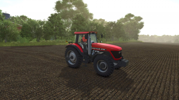 fs25-mods, Farming Simulator 25 mod: AGCO ALLIS 9755 rowcrop tractor on a farm field, realistic agriculture machinery for FS25 mods.
