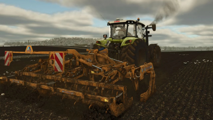 fs25-mods, Farming Simulator 25 mod: Claas Arion 4 Competition v1.0.0.0 tractor plowing soil.