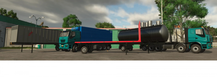 fs25-mods,  Farming Simulator 25 mod image of two trucks with tanker and cargo containers, part of the Clixtar Pack v1.0.0.0.