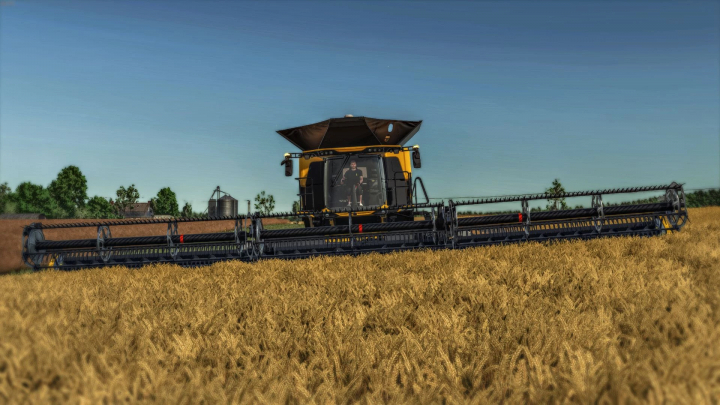 fs25-mods, Farming Simulator 25 mod image showing a combine harvester in a wheat field with a warning alert for fill level.