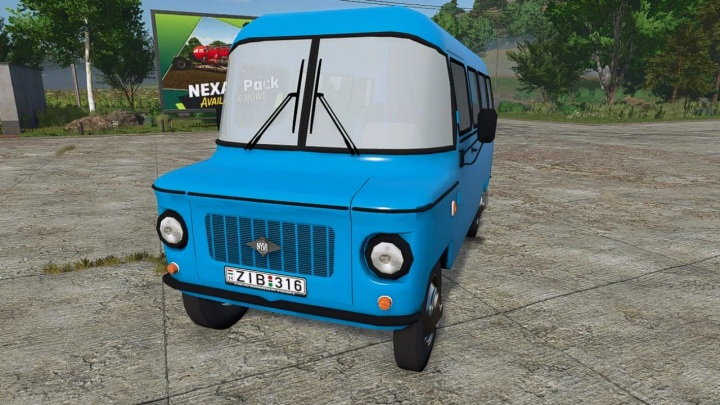 fs25-mods,  Blue Nysa 522 mod from Farming Simulator 25, a compact utility vehicle with Hungarian license plates, used as a mod in FS25