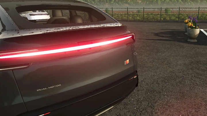 fs25-mods, Farming Simulator 25 mod: Tesla Model Y 2026 Refresh v1.1.0.0 with dual motor badge, rear LED lights, detailed car design, suitable for FS25 mods.