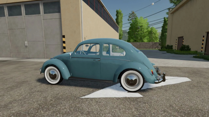 fs22-mods, In-game screenshot of a vintage Volkswagen Bug mod from Farming Simulator 22, showcasing the VW Beetle's retro design.