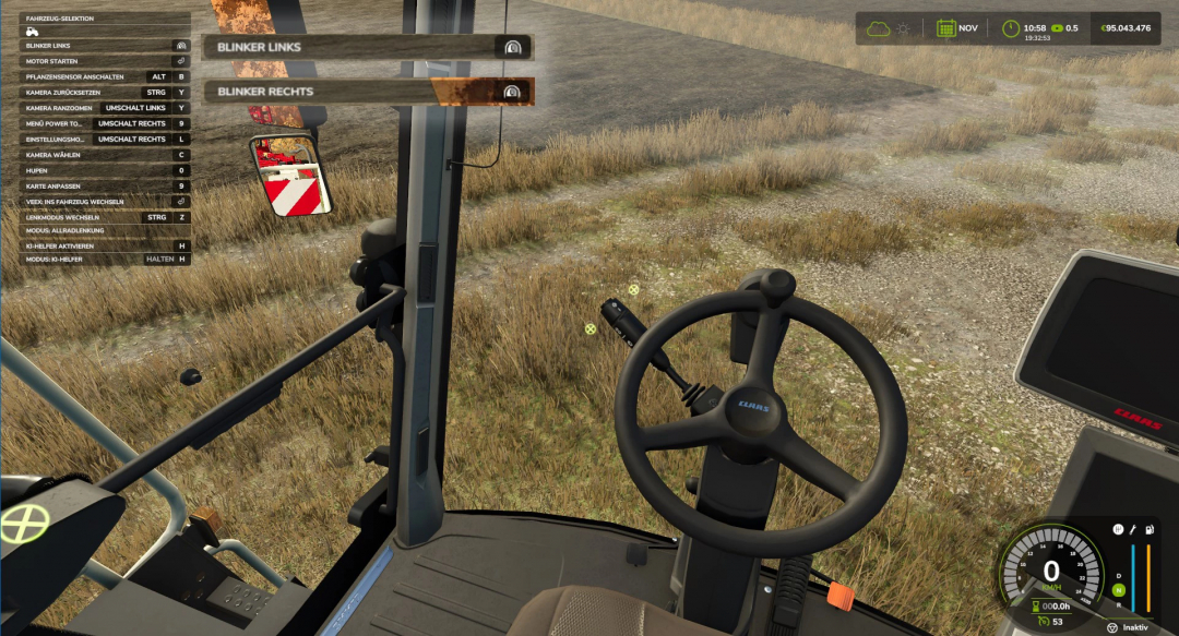 Screenshot of the CLAAS SADDLE TRAC Pack Xerion4200 WobbyTec v1.0.0.3 mod in Farming Simulator 25, showing vehicle controls and dashboard.