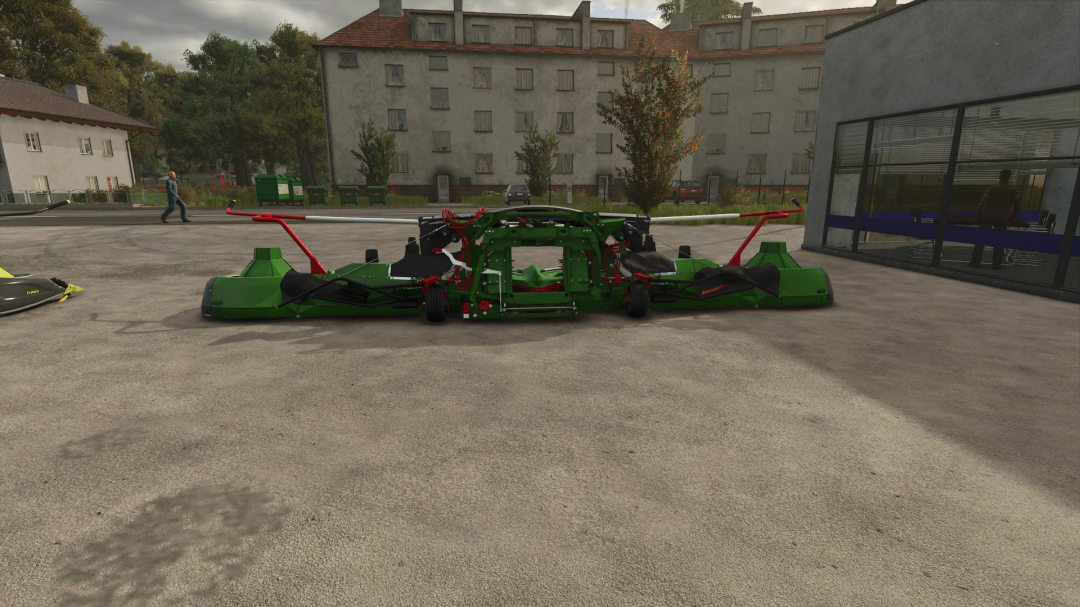 FS25 mod: Green Claas Orbis 900 grass harvester machine on a farmyard in Farming Simulator 25.