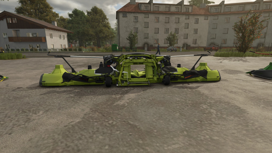 Farming Simulator 25 mods: Claas Orbis 900 agricultural equipment enhancement, shown in a parking lot setting.