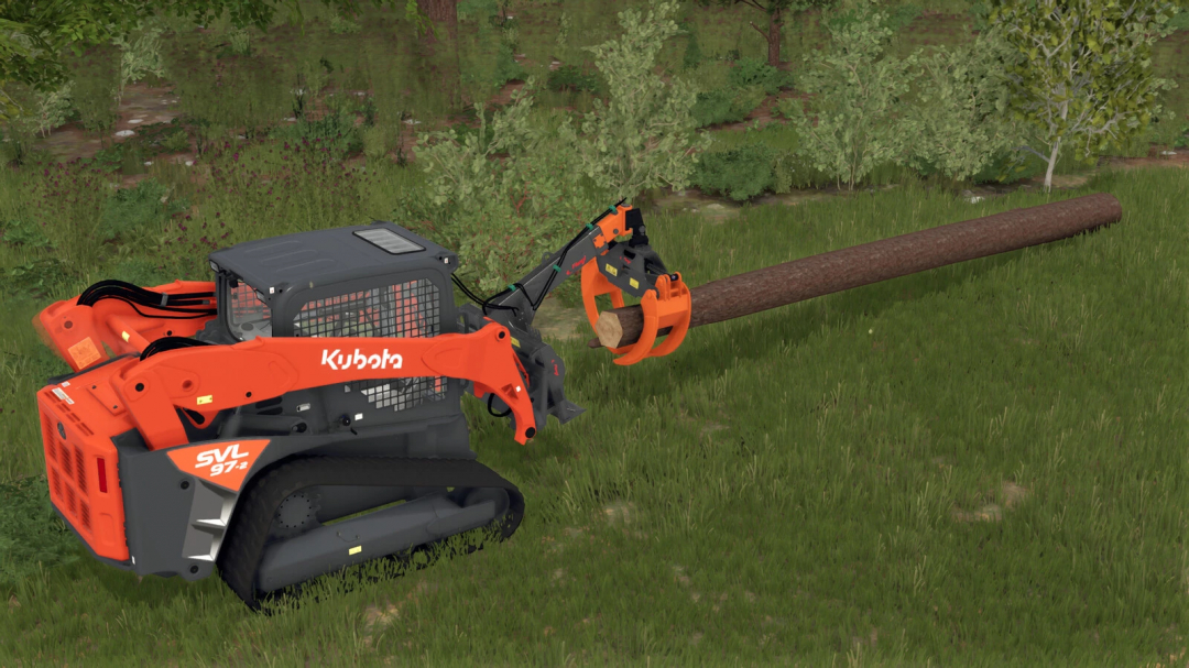 Kubota SKL97-Z forestry skidder with a log clamp, used for forestry and logging in Farming Simulator 25 mods.