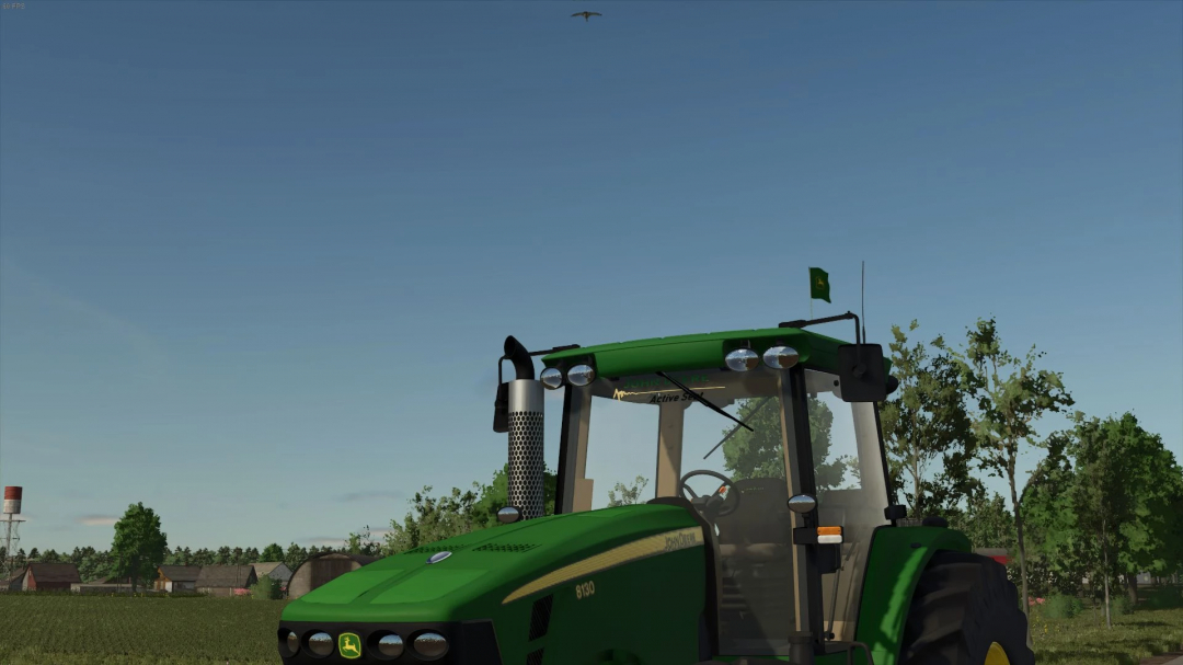 John Deere 8130 Series tractor in Farming Simulator 25, showcasing mods like the FS25 John Deere 8030 Series v1.2.2.0.