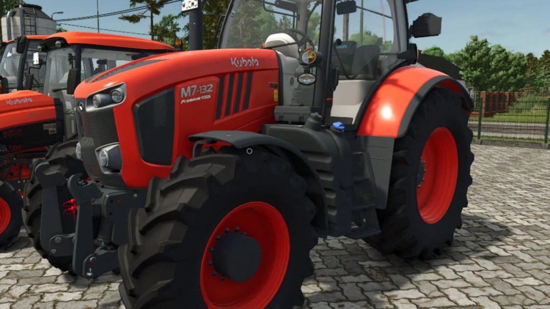 Farming Simulator 25 mod: Kubota Tractors Pack v1.0.5.0, realistic agricultural tractor with large tires and detailed cabin in the game.