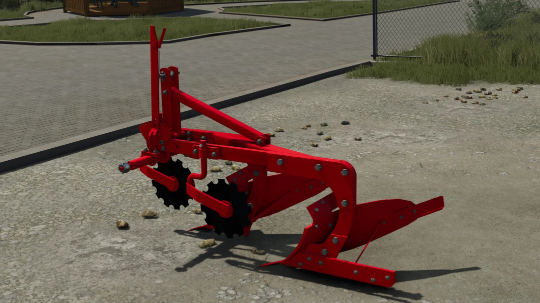 Red farming implement for soil cultivation in FS25, part of Farming Simulator 25 mods, specifically the Lizard BI 755 v1.0.0.0 mod.
