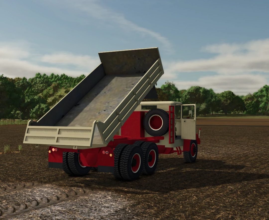 Farming Simulator 25 mod: TATRA T111 dump truck on a farm field, realistic vehicle for transporting materials in FS25.