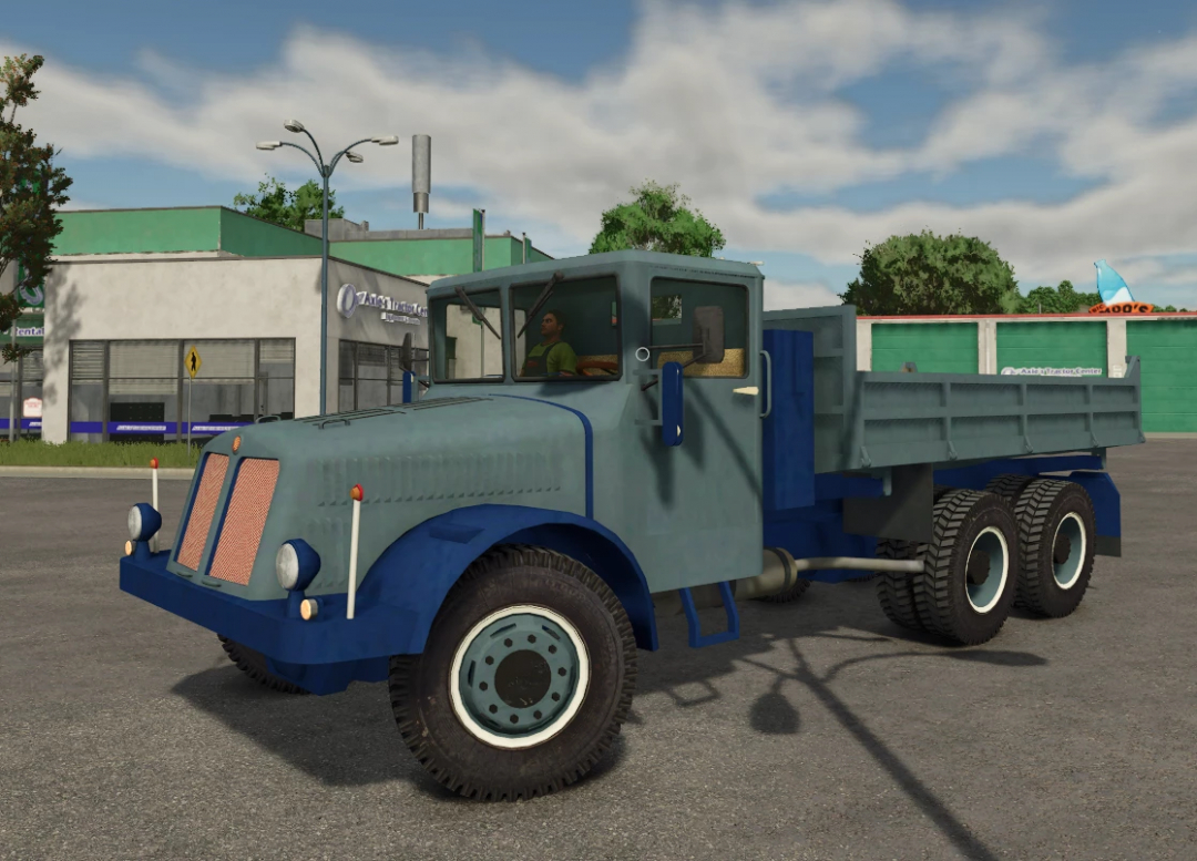Farming Simulator 25 mod: TATRA t111 blue truck with cargo bed, realistic design for FS25 mods.