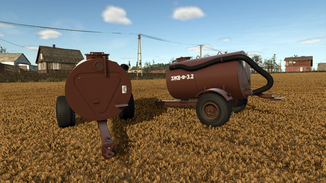 Farming Simulator 25 mods: ZJV-F-3.2 v1.0.0.1 liquid manure spreaders on a field, realistic Farming Simulator 25 mod equipment.