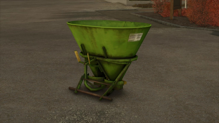 fs25-mods, Farming Simulator 25 mod: Green Amazone ZA fertilizer spreader in a parking lot.