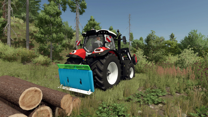 fs25-mods, Farming Simulator 25 mod featuring a tractor with logging blades for forestry tasks in the game.