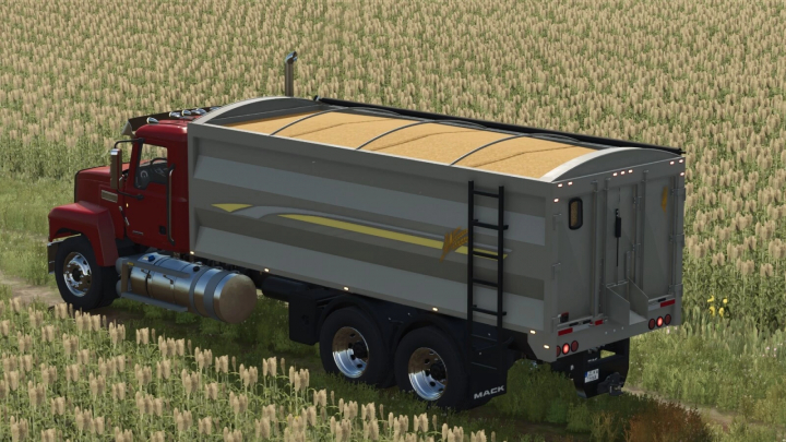 fs25-mods,  FS25 mod: Mack Pinnacle 64R dump truck with wheat load in Farming Simulator 25.
