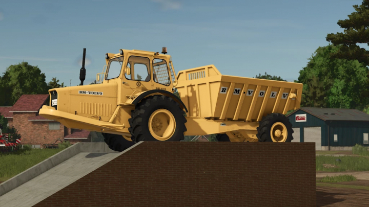 fs25-mods, Farming Simulator 25 mod: Volvo DR631 dump truck on a ramp, showcasing detailed FS25 mods.