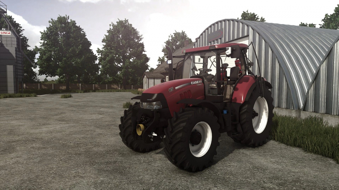 Farming Simulator 25 mod featuring a red Case IH Maxxum tractor, a versatile farming vehicle for agricultural tasks.