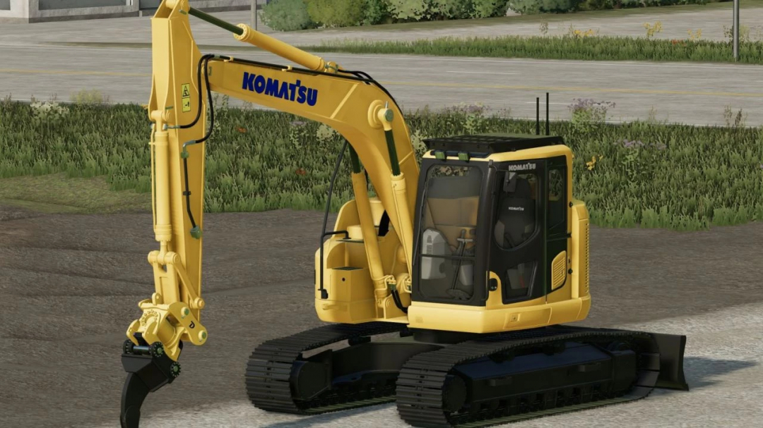 Komatsu PC138 v1.0.0.0 excavator from Farming Simulator 22 mods, detailed construction equipment for realistic farming gameplay.
