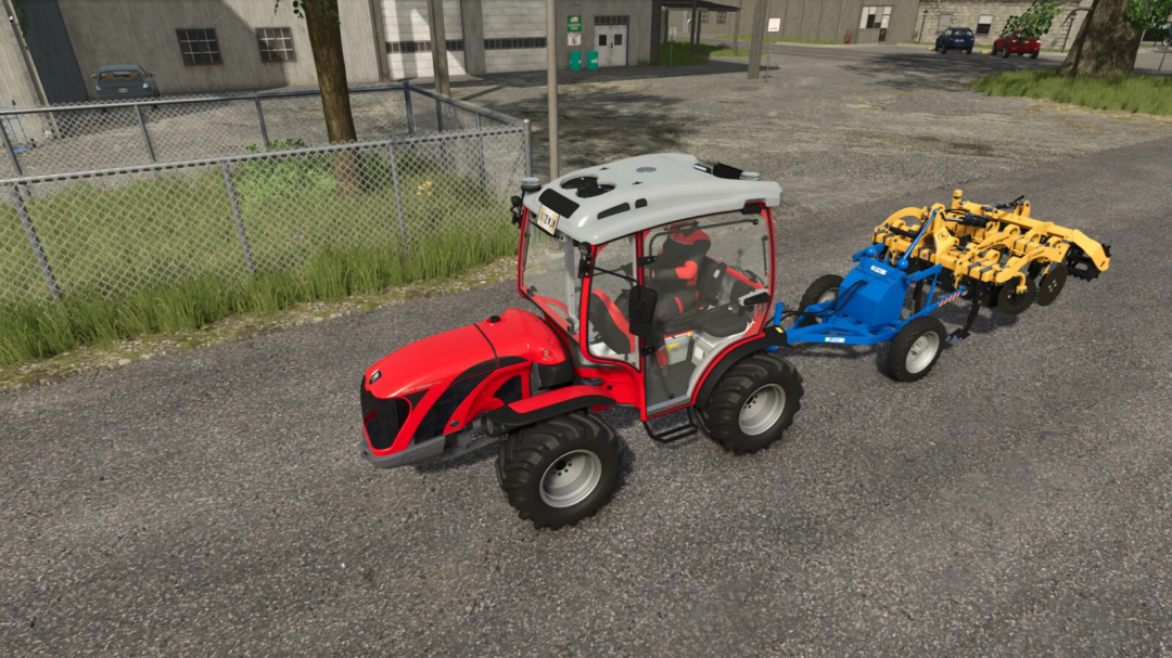 Farming Simulator 25 mod: Red tractor with Trailed Lifter v1.0.0.0 attached, a versatile farm machinery mod for FS25 mods.