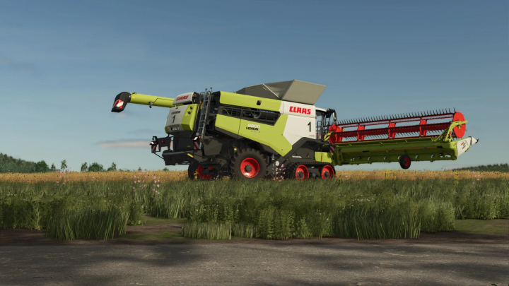 fs25-mods, Farming Simulator 25 mod showing a CLAAS LEXION 8900-5300 combine harvester in a field.