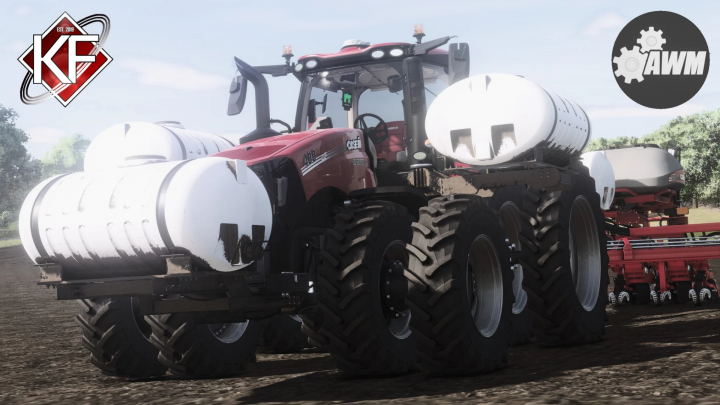 fs25-mods, Farming Simulator 25 mod featuring a Case IH AFS Connect Magnum Series tractor with large White water tanks and planting equipment.