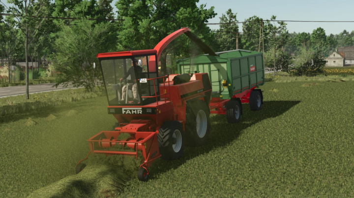 fs25-mods, Farming Simulator 25 mod: Fahr pu210SFH II v1.0.0.0, a forage harvester working on a green field.