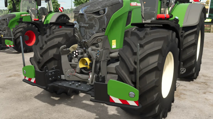 fs25-mods,  Fendt 700 tractor with Agribumper mod in Farming Simulator 25, showcasing detailed machinery and large tires.