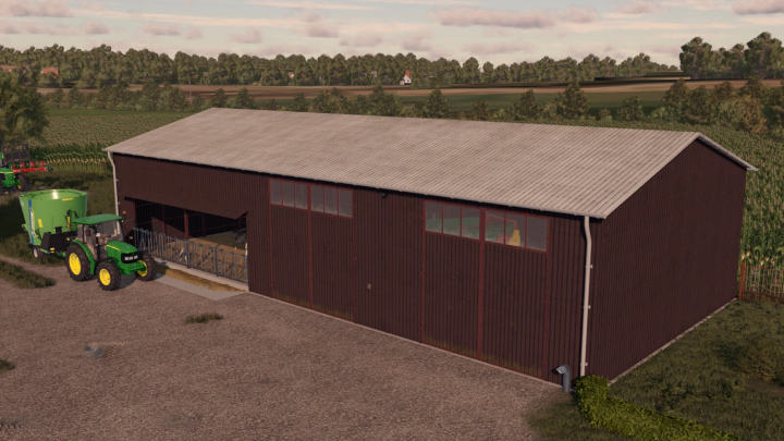 fs25-mods,  Farming Simulator 25 mod: Hall CowBarn v1.0.0.0, a barn for cattle with modern design and farm equipment, part of FS25 mods.