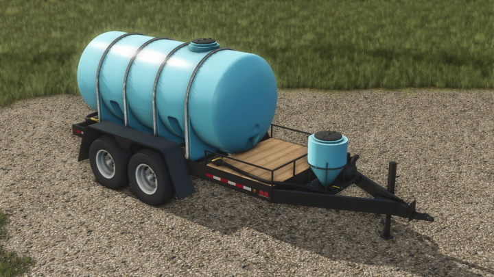 fs25-mods, Farming Simulator 25 mods: Nurse Trailer v1.0.0.0 with large blue tank, small auxiliary tank, and trailer for water or liquid transport.