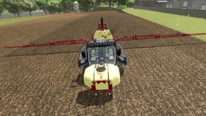 fs25-mods,  Farming Simulator 25 mod, T-Wolf Agripower v1.1.0.0, spray tractor on plowed field with trees in the background.