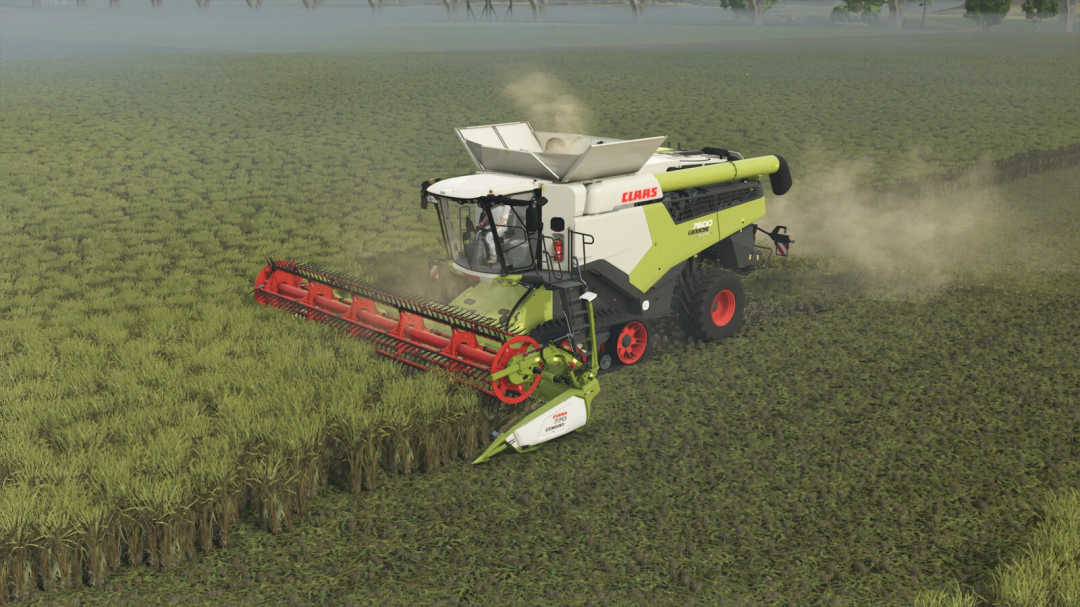 Farming Simulator 25 mod featuring a CLAAS LEXION 8900 harvester working in a field, optimized for FS25 mods.