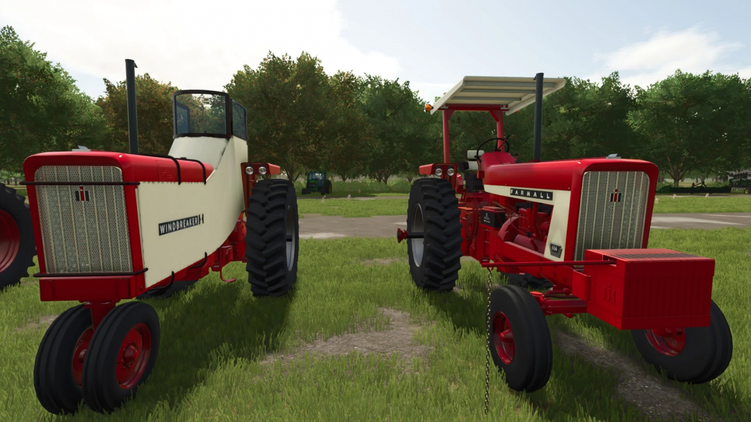 Farming Simulator 25 mods: FS25 International 656 vintage tractors with detailed red and white designs, ideal for classic farm work.