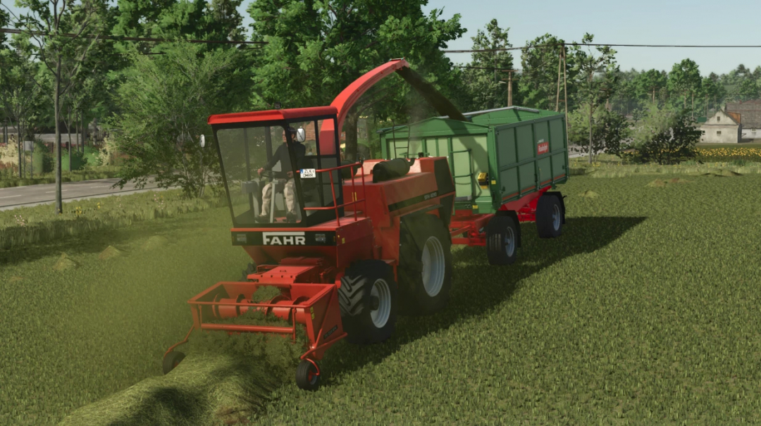 Farming Simulator 25 mod: Fahr pu210SFH II v1.0.0.0, a forage harvester working on a green field.